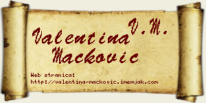 Valentina Mačković vizit kartica